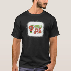 Bleached Hello 1st Grade Teacher Student First Day T-Shirt