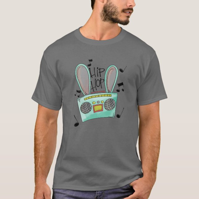 Bleached Hip Hop Easter Bunny Ears Radio Easter Da T-Shirt (Front)