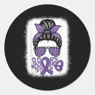 Bleached Hope Messy Bun Heimers Awareness Purple R Classic Round Sticker