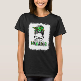 Bleached Kidney Disease Warrior Leopard Messy Bun T-Shirt