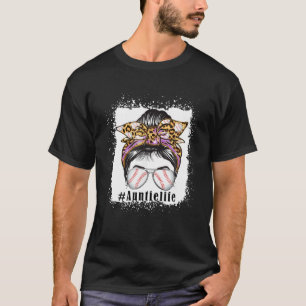 Bleached Leopard Baseball Aunt Life Messy Bun Moth T-Shirt