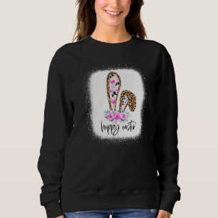Bleached Leopard Floral Hoppy Easter Bunny Ear Fam Sweatshirt