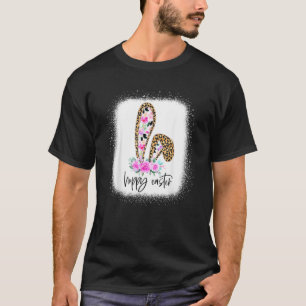 Bleached Leopard Floral Hoppy Easter Bunny Ear Fam T-Shirt