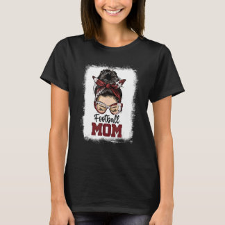 Bleached Leopard Football Mom Game Day Messy Bun M T-Shirt