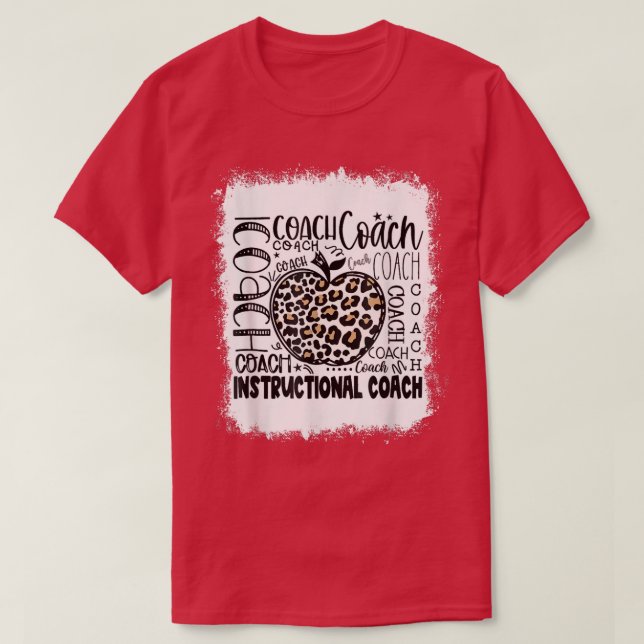 Bleached Leopard Instructional Coach Typography Te T-Shirt (Design Front)
