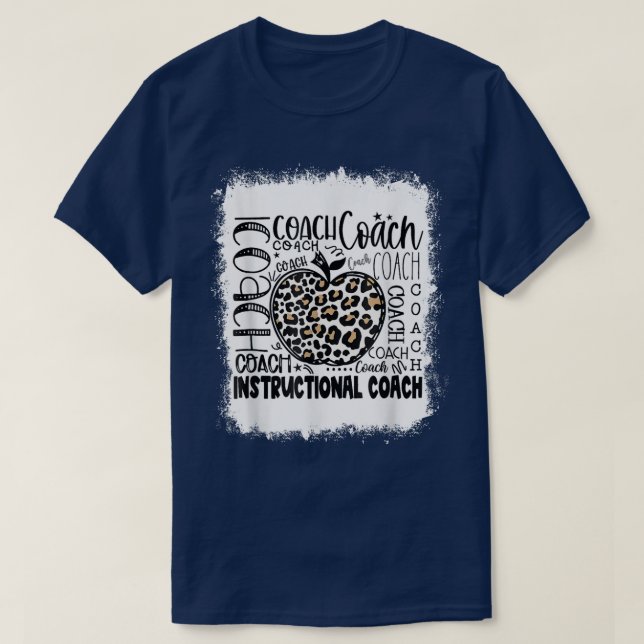 Bleached Leopard Instructional Coach Typography Te T-Shirt (Design Front)