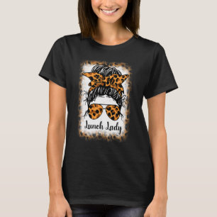 Bleached Leopard Lunch Lady Messy Bun Lunch Lady T-Shirt
