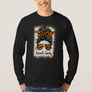 Bleached Leopard Lunch Lady Messy Bun Lunch Lady T-Shirt