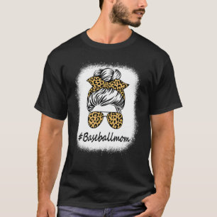 Bleached Leopard Messy Bun Baseball Mum Mother's D T-Shirt