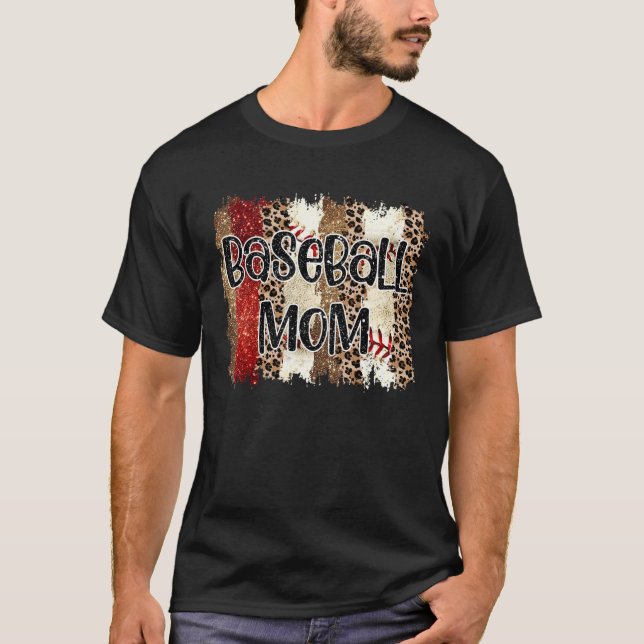 Bleached Leopard Mum Leopard Baseball Laces Baseba T-Shirt (Front)