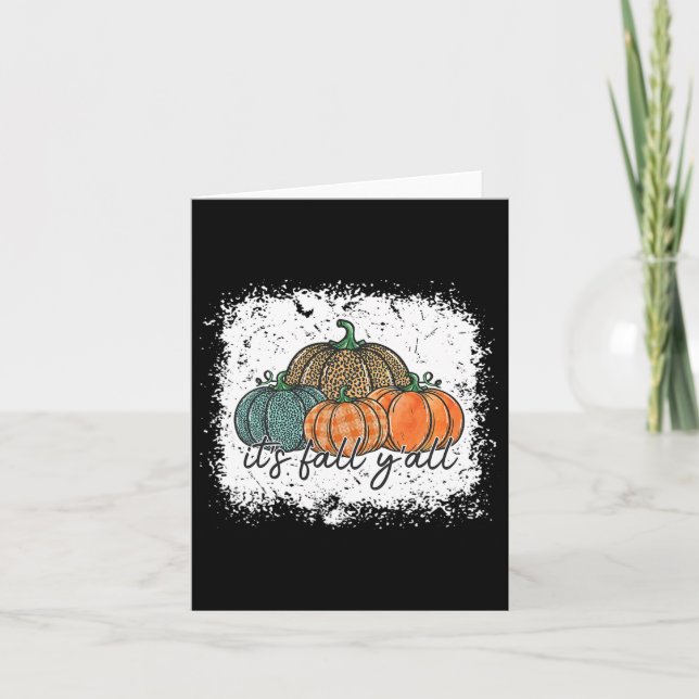 Bleached Leopard Pumpkin Autumn Its Fall Yall Than Card (Front)