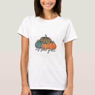 Bleached Leopard Pumpkin Autumn Its Fall Yall Than T-Shirt
