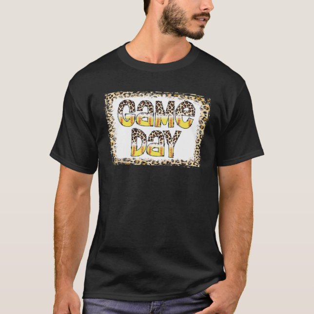 Bleached Leopard Softball Game Day Vibes Softball T-Shirt (Front)