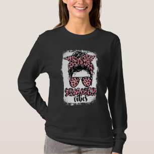 Bleached Leopard Summer Vibes Messy Bun Girl Hello T-Shirt