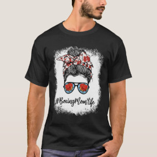Bleached Life Boxing Mum Leopard Messy Bun Gles T-Shirt