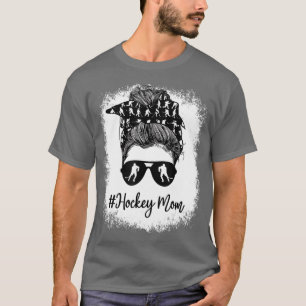 Bleached Life Hockey Mum Leopard Messy bun Glasses T-Shirt