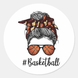 Bleached Life Sketll Mum Leopard Messy Bun Gles 1 Classic Round Sticker