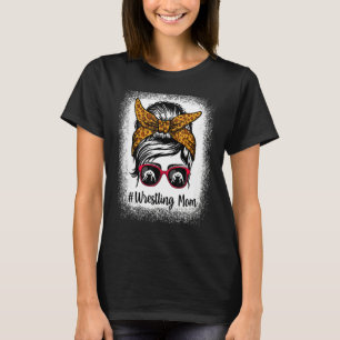 Bleached Life Wrestling Mom Leopard Messy bun Glas T-Shirt