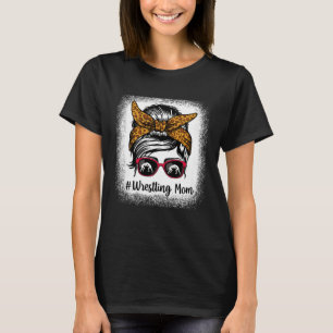 Bleached Life Wrestling Mom Leopard Messy bun Glas T-Shirt