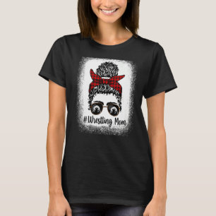 Bleached Life Wrestling Mum Leopard Messy bun Glas T-Shirt