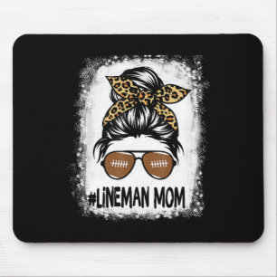 Bleached Lineman Mum Life Leopard Messy Bun Footba Mouse Mat