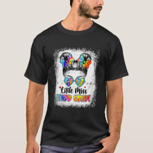Bleached Little Miss Third Grade Messy Bun Back To T-Shirt