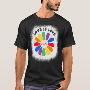 Bleached Love Lgbt Pride Rainbow Daisy Flower Smil T-Shirt
