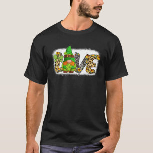 Bleached LOVE St Patricks Day Gnomes Shamrock For T-Shirt