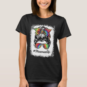 Bleached Mawmaw Life Messy Bun Girl Leopard Cute M T-Shirt