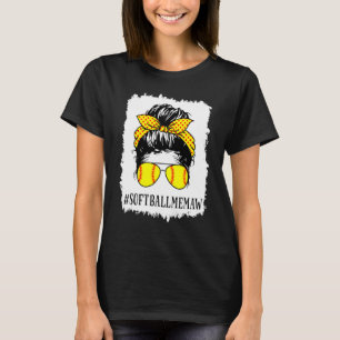Bleached Memaw Life Softball Baseball Mothers Day T-Shirt