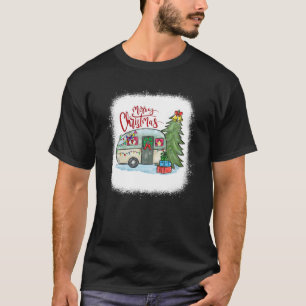 Bleached Merry Christmas Happy Camper Camping Life T-Shirt