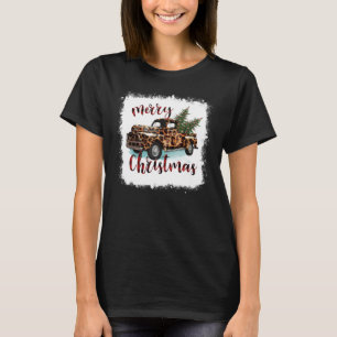 Bleached Merry Christmas Leopard Truck Christmas T T-Shirt