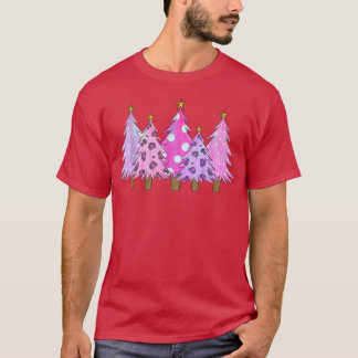 Bleached Merry Christmas Pine Trees Christmas Tree T-Shirt