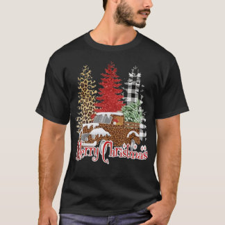 Bleached Merry Christmas Pine Trees Christmas Tree T-Shirt