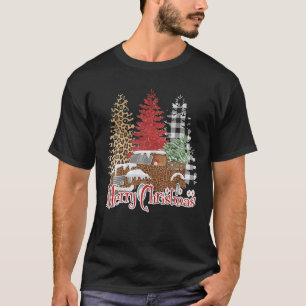 Bleached Merry Christmas Pine Trees Christmas Tree T-Shirt