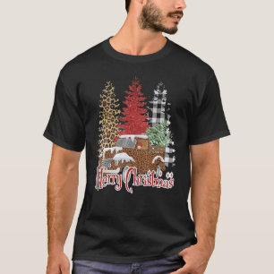 Bleached Merry Christmas Pine Trees Christmas Tree T-Shirt