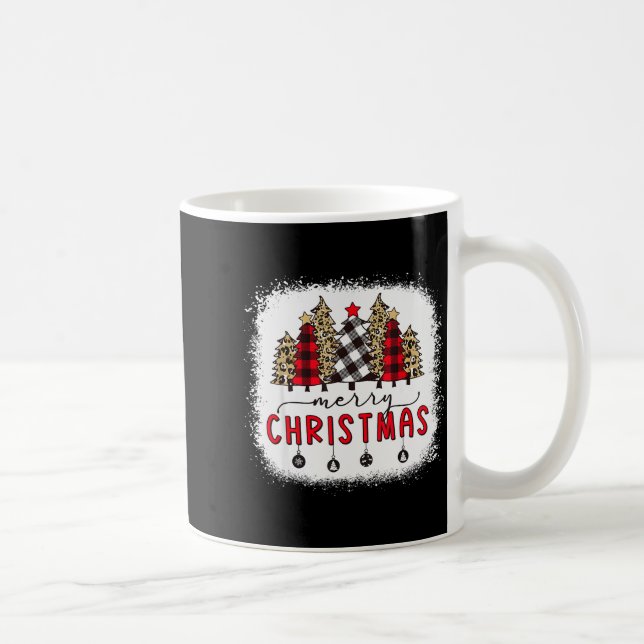 Bleached Merry Christmas Tree Funny Leopard Plaid  Coffee Mug (Right)