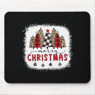 Bleached Merry Christmas Tree Funny Leopard Plaid Mouse Mat