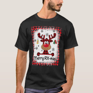 Bleached Merry RX Mas Reindeer Christmas Pharmacy  T-Shirt