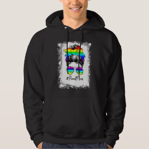 Bleached Messy Bun Proud Mum LGBT Gay Pride Suppor Hoodie