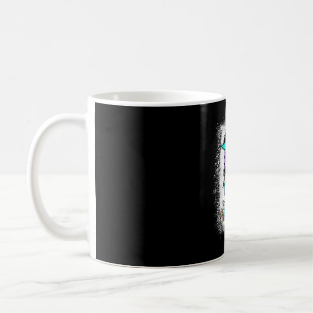 Bleached messy bun warrior prevention awareness coffee mug (Left)