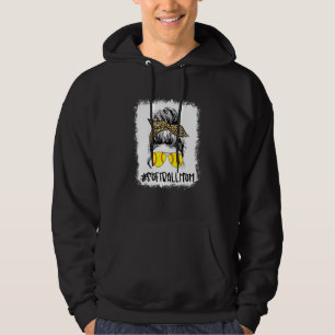 Bleached Mum Life Leopard Messy Bun Softball Game Hoodie
