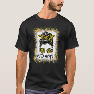 Bleached Mum Life Messy Bun Sunflower Women Mother T-Shirt