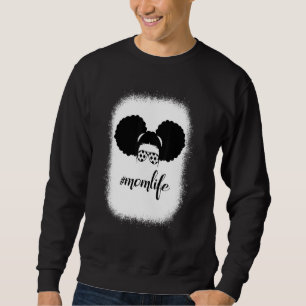Bleached Mum Life Soccer Sport Messy Bun Hair Moth Sweatshirt