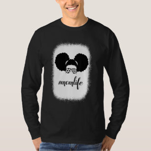 Bleached Mum Life Soccer Sport Messy Bun Hair Moth T-Shirt