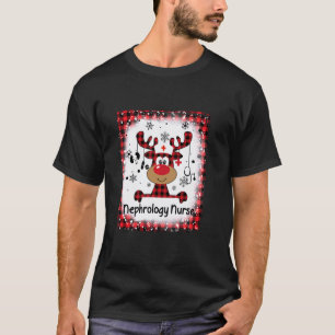 Bleached Nephrology Nurse Life Reindeer Christmas  T-Shirt