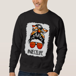 Bleached Niece Life Messy Hair Bun Basketball Moth Sweatshirt