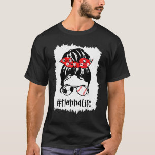 Bleached Nonna Life Soccer Messy Bun Baseball Moth T-Shirt