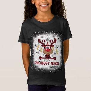 Bleached Oncology Nurse Life Reindeer Christmas Pa T-Shirt