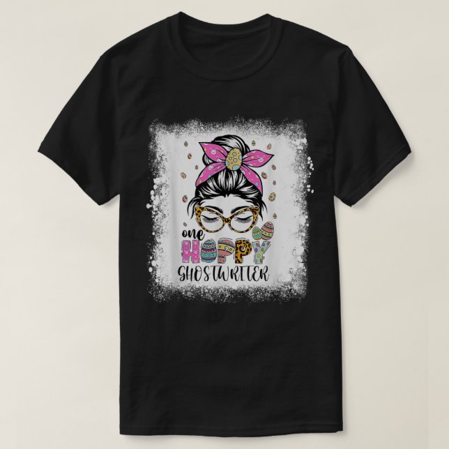 Bleached One Hoppy Ghostwriter Bunny Easter Day  T-Shirt (Design Front)